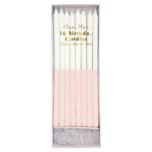 Meri Meri Pink Glitter Dipped Candles x16