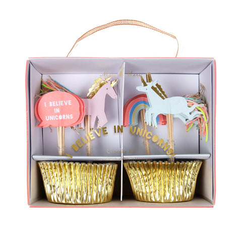 I Believe In Unicorns Cupcake Kit ( 24 cupcake cases & 24 cupcake toppers)
