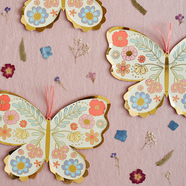 Meri Meri Floral Butterfly Plates, x8