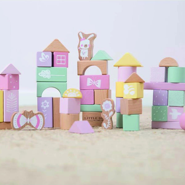 Building blocks in bucket - Pink - Little Dutch
