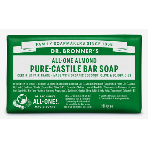 Dr Bronner's Pure Castile Bar Soap Almond, 140g