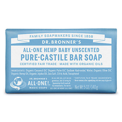 Dr Bronner's Pure Castile Bar Soap Baby (Unscented), 140g