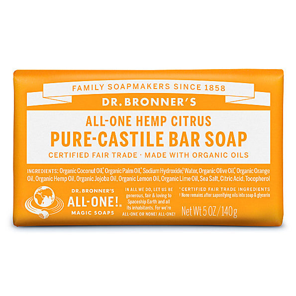 Dr Bronner's Pure Castile Bar Soap Citrus Orange, 140g