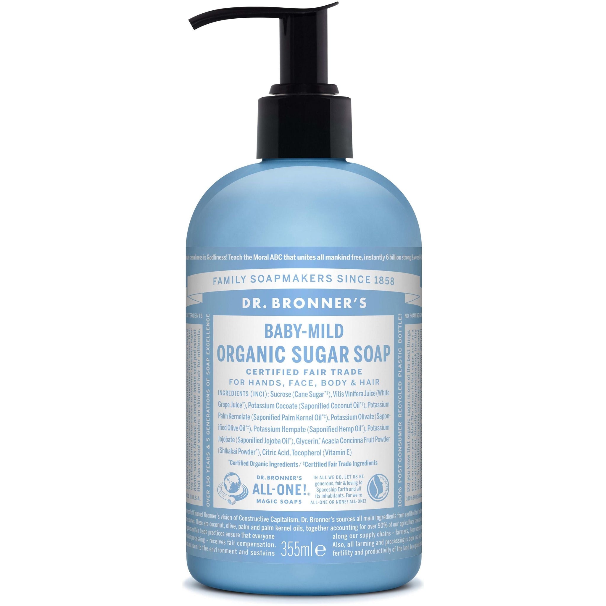 Dr Bronner's Sugar Soap Baby Mild (Unscented), 355ml