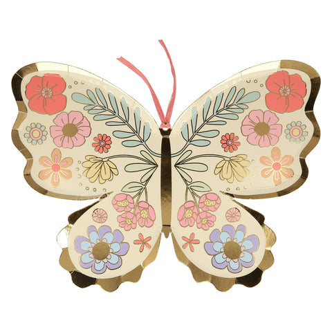 Floral Butterfly Plates (x 8)