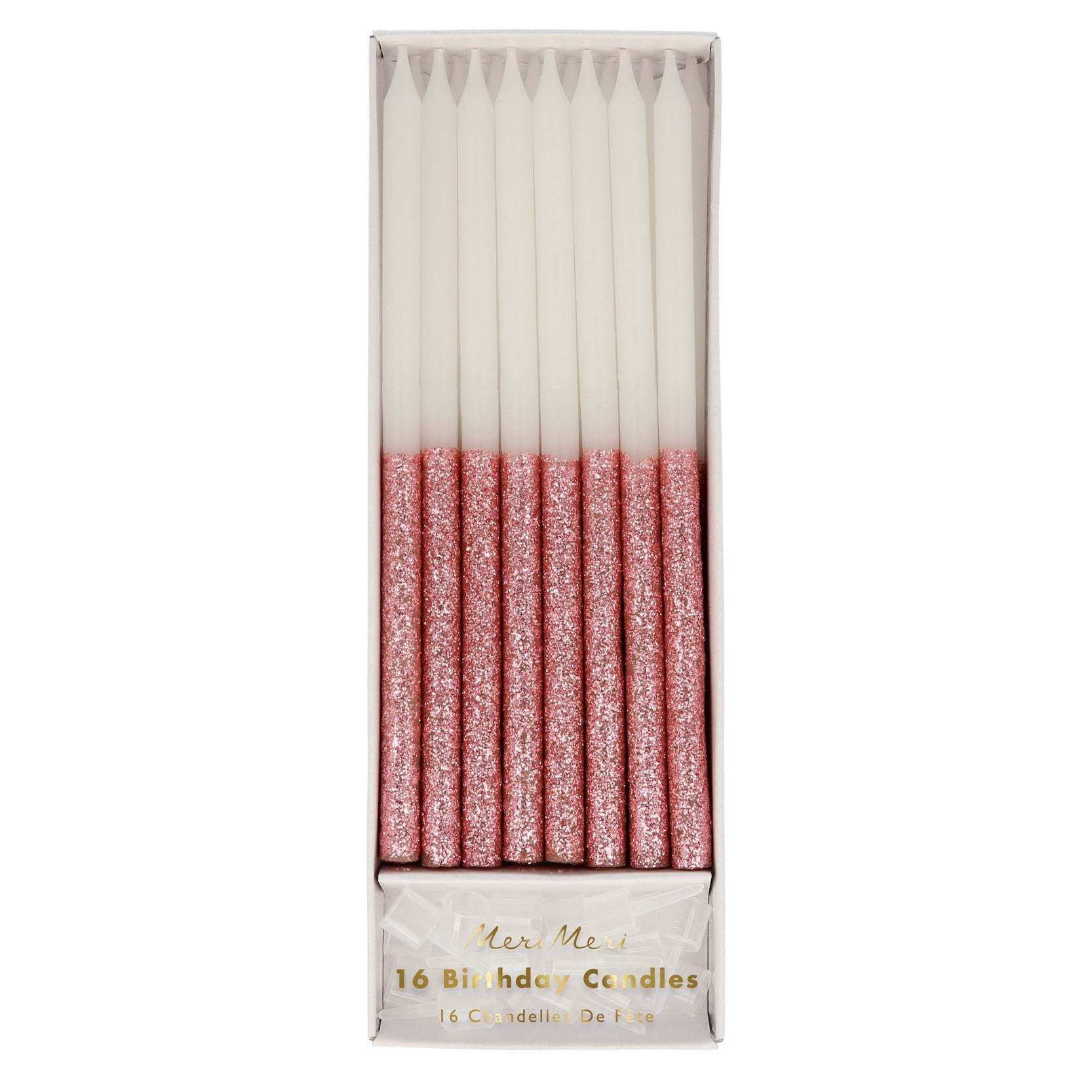 Dusky Pink Glitter Dipped Candlesx16