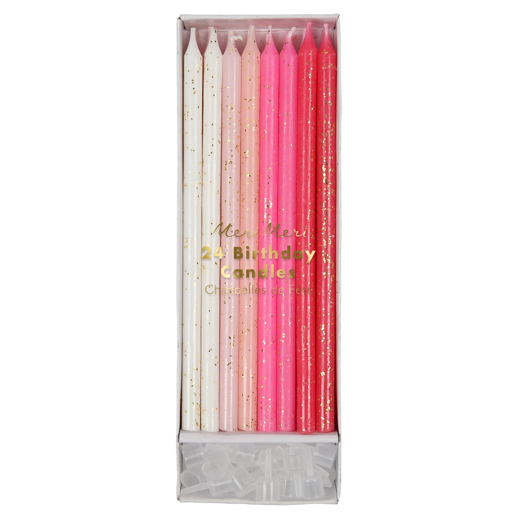 Meri Meri Pink Glitter Candles x24