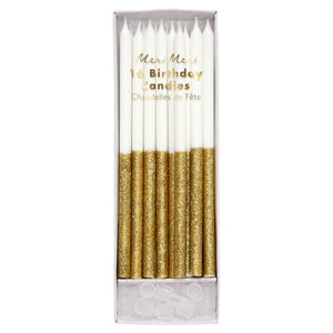 Gold Glitter Dipped Candles x16