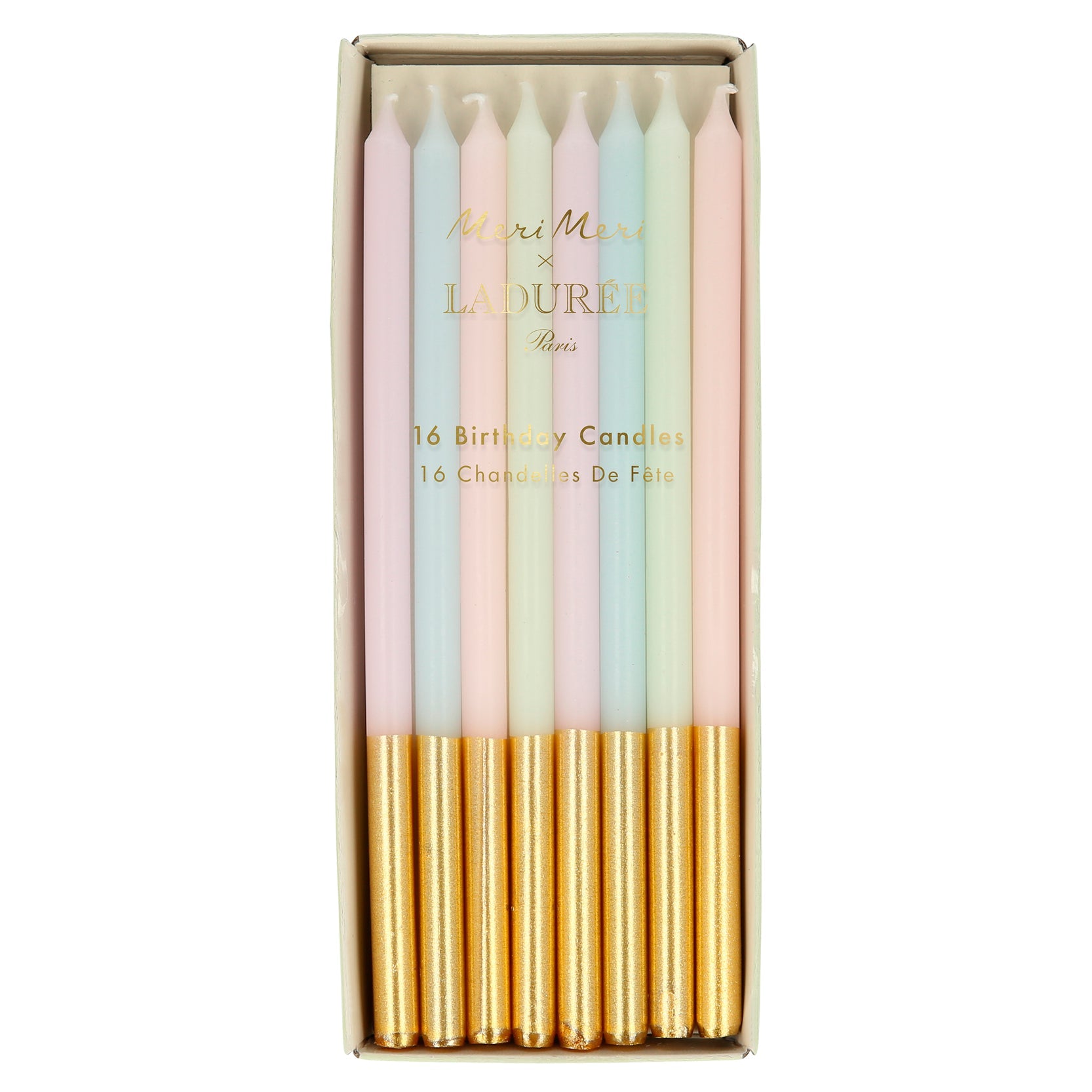 Meri Meri Laduree Paris Gold Dipped Candles x16