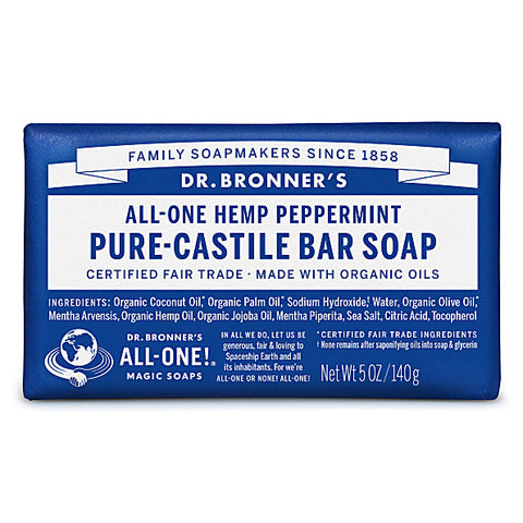 Dr Bronner's Pure Castile Bar Soap Peppermint, 140g