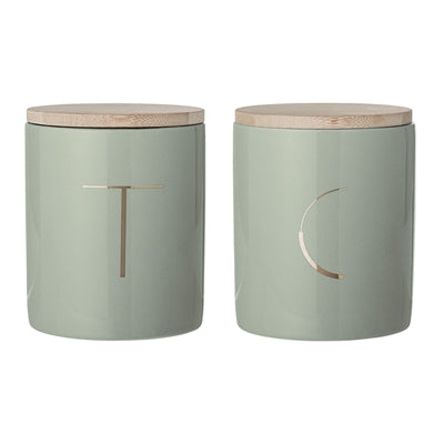 Jar w/Lid, Green, Stoneware