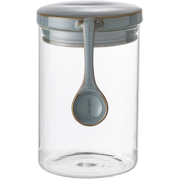 Pixie Jar w/Lid & Spoon, Green, Glass