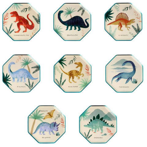 Meri Meri -  Dinosaur Kingdom Side Plates, X 8