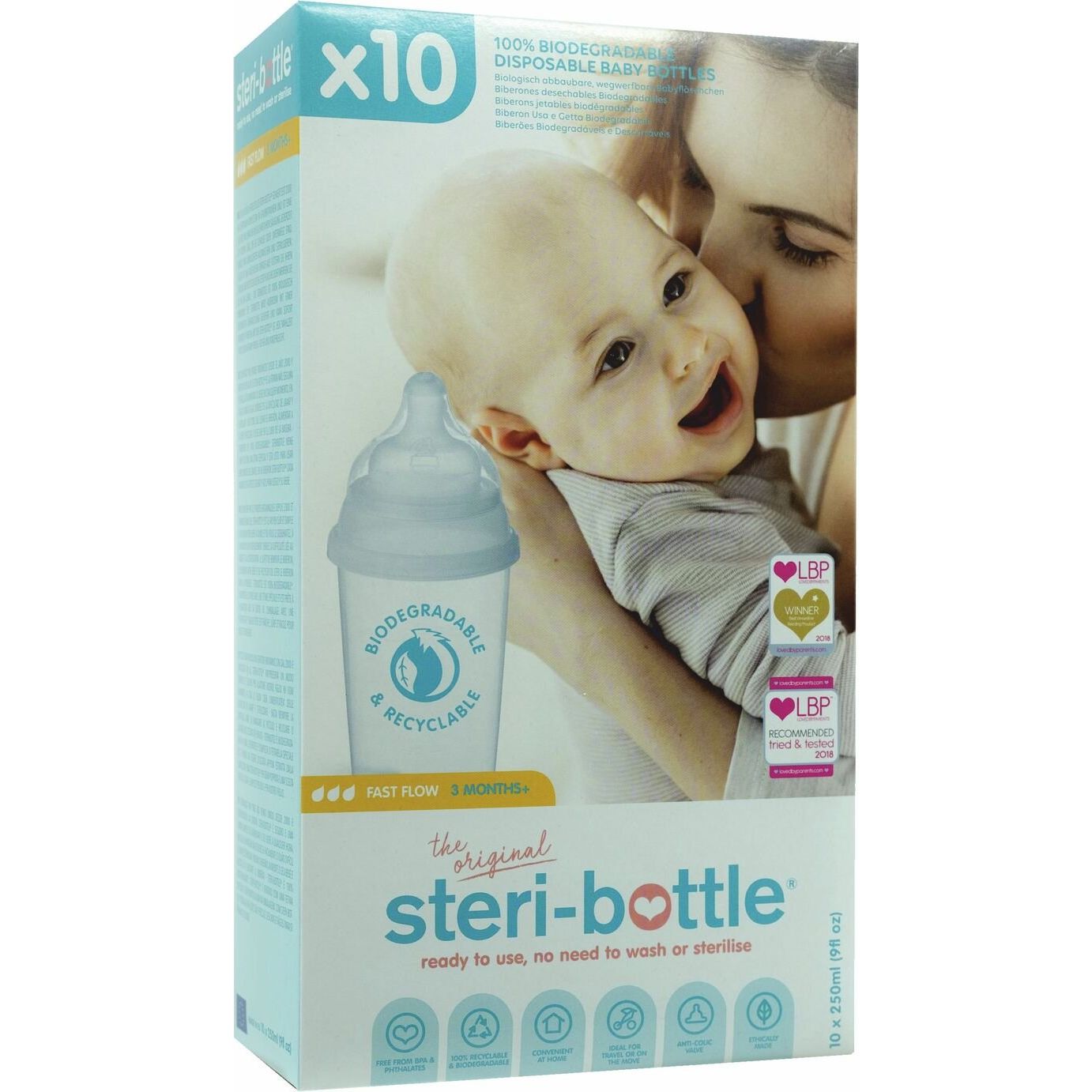 Steri-bottle Set of 10 Single Use Baby Bottles