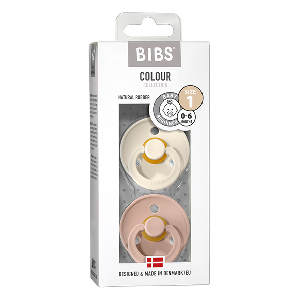 BIBS Colour 2 PACK Ivory/Blush Size 1