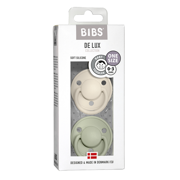 BIBS De Lux 2 PACK Ivory/Sage Silicone One Size