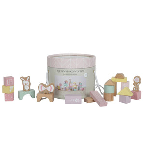 Building blocks in bucket - Pink - Little Dutch