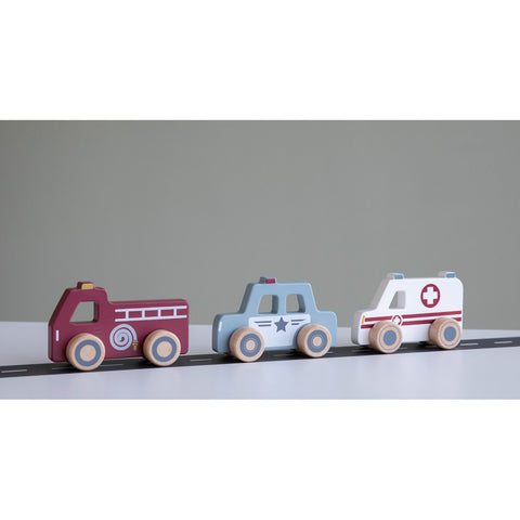 Little Dutch wooden toy cars 3-pack emergency services vehicles