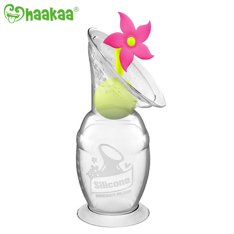 Haakaa Generation 2 Silicone Breast Pump with Suction Base 150ml and Limited Edition Rose Flower Stopper Combo