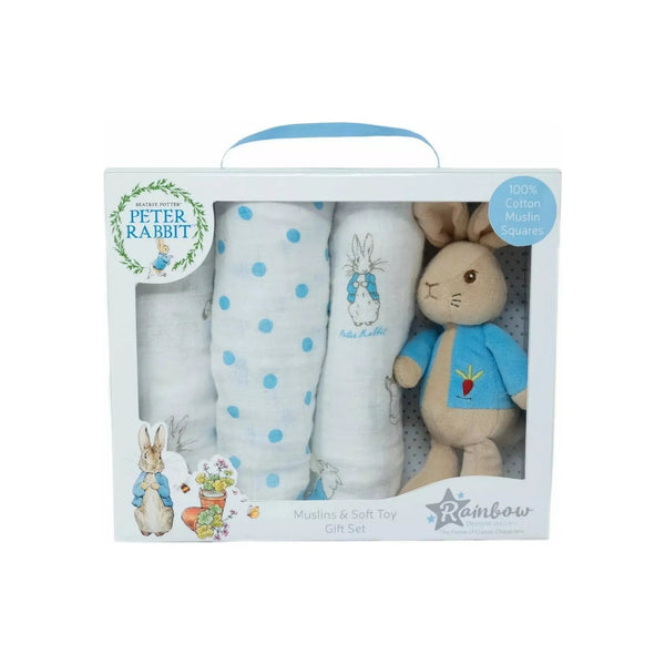 Peter Rabbit Soft Toy & Muslin Gift Set