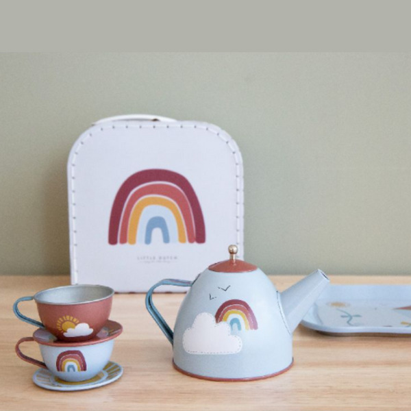 Tea Set in Suitcase Rainbow - Little Dutch