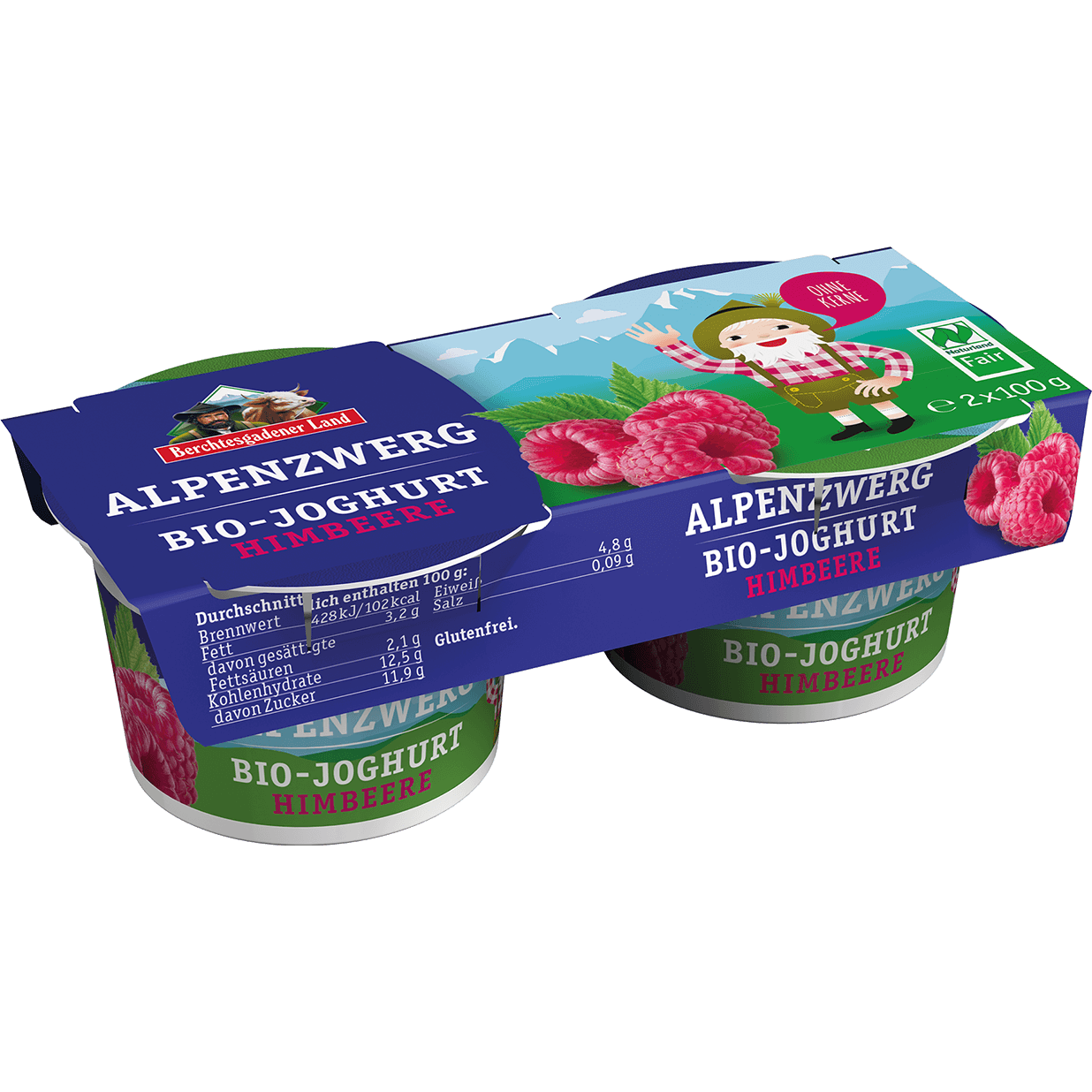 Organic raspberry -yogurt for kids, 2x 100 - Meats And Eats